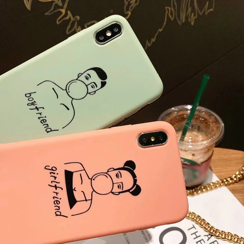 Boy Girl friend Matte Soft Silicon Cover for iPhone X XS Max XR Love Couple Case Fundas 8 7 6 6S Plus Capa Hoesjes |
