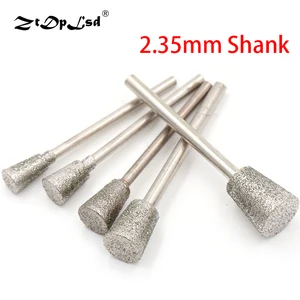 Алмазные Боры ZtDpLsd с хвостовиком 2,35 мм, 1 шт., для установки на головку, с гальваническим покрытием, с наждачным покрытием, боры гранильный инструмент