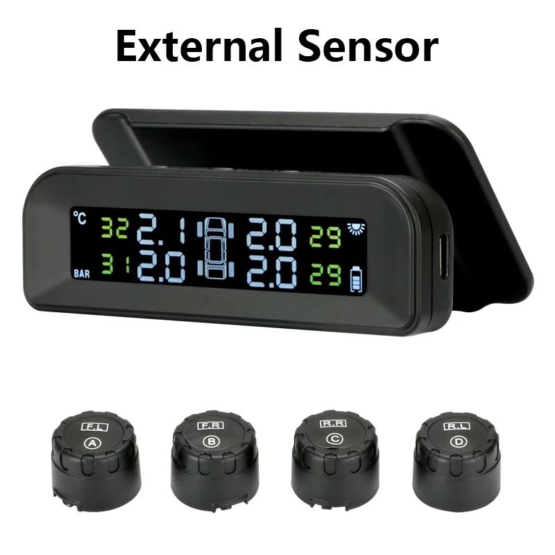 External sensors Jansite беспроводной HD Солнечный TPMS Автомобильная сигнализация давления в шинах монитор система дисплей включение с вибрацией с 4 датчиками - Тип: External sensors