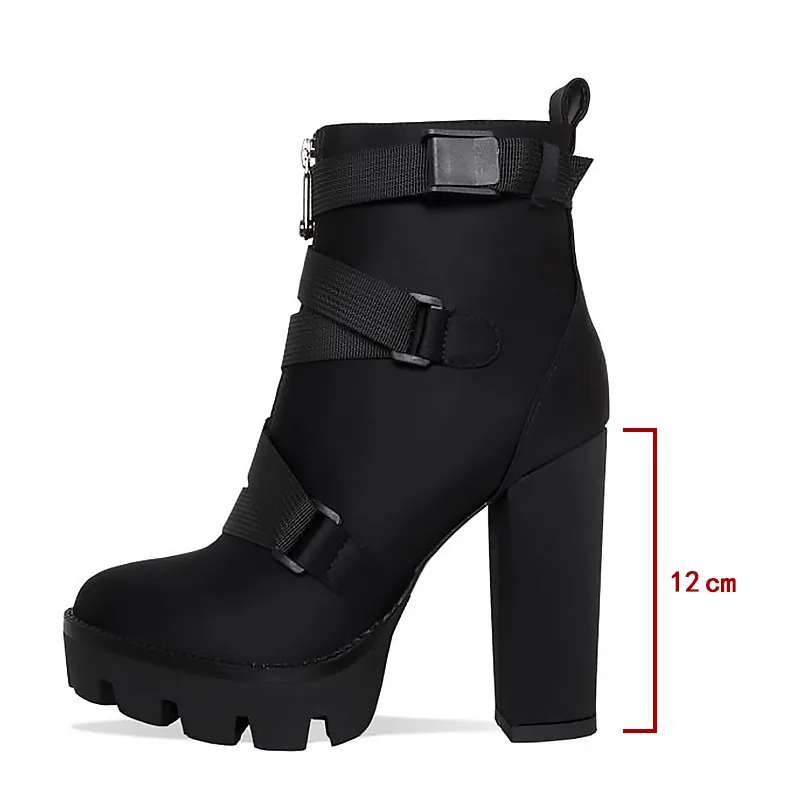 SARAIRIS/размеры 36-43, высокий каблук 4 см, платформа, высота до лодыжки, женские пикантные ботинки обувь с острым носком на не сужающемся книзу массивном каблуке 15 см женская обувь