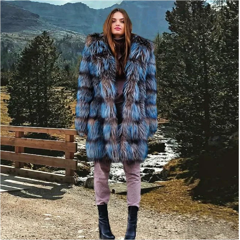 FURSARCAR 2020 Роскошная зимняя куртка из натурального меха для женщин длинная Лисьего