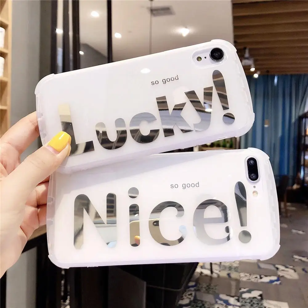 HUANQING Simple lucky letter cell Phone Case For iPhone 6 6S Plus 7 8 X XR XS MAX fashion Cell Housing Protective Cover case |