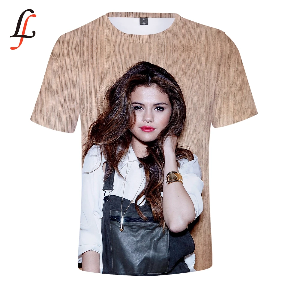 Женская футболка Селена Гомез Повседневная с коротким рукавом и о вырезом