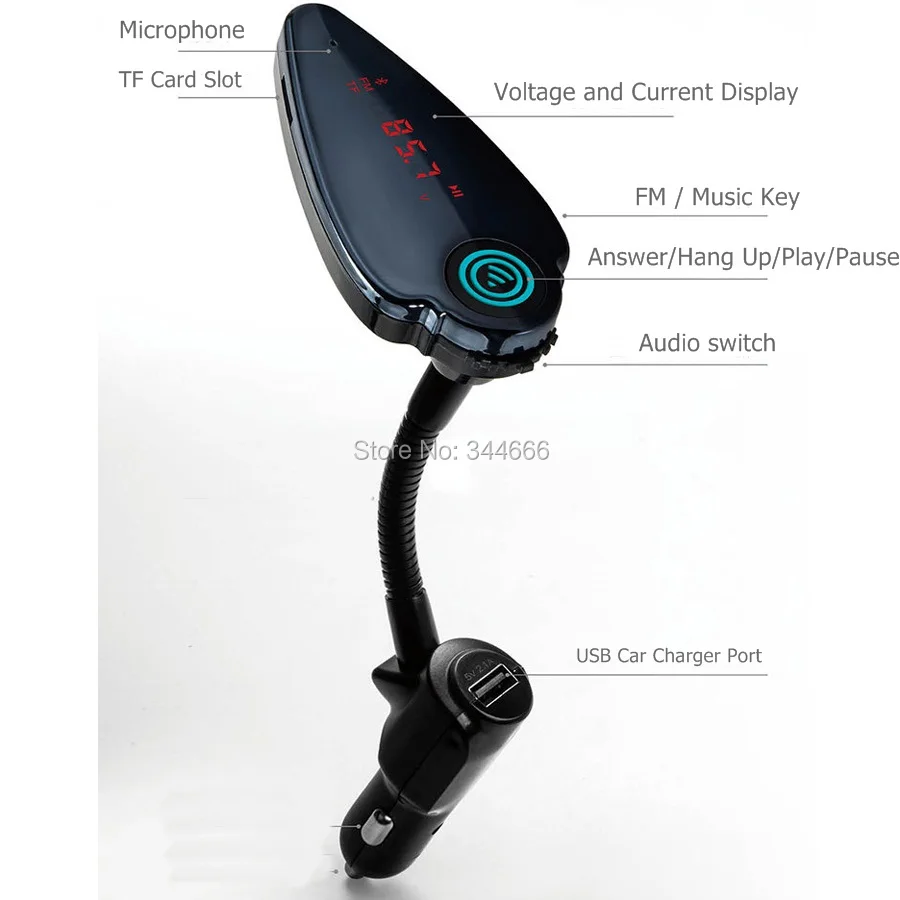 Новый Громкая Связь Bluetooth Автомобильный Комплект Громкой Связи A2DP MP3/WMA Телефона