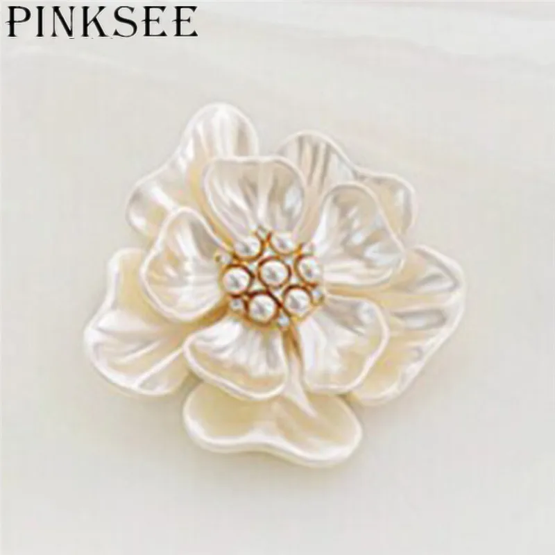 PINKSEE Новый Белый Кристалл Имитация брошки Жемчужный Цветок для женщин Свадебная