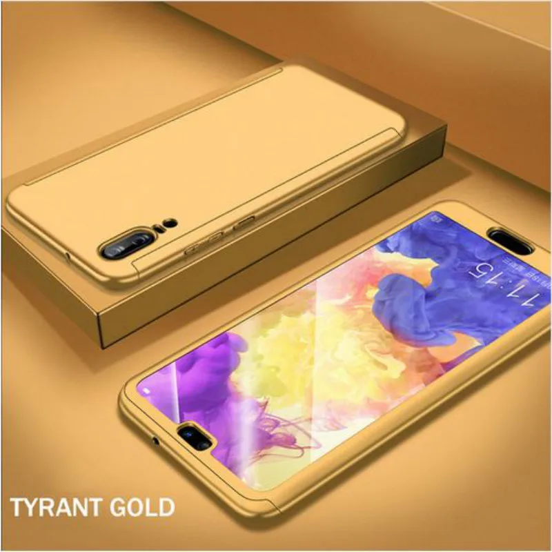 Золотой 360 градусов полный защитный чехол для huawei Y7 Y6 Pro PSmart Mate20 P20 P30 Lite Pro Honor 8A 8C 7A 7C чехол для телефона со стеклом - Цвет: Золотой