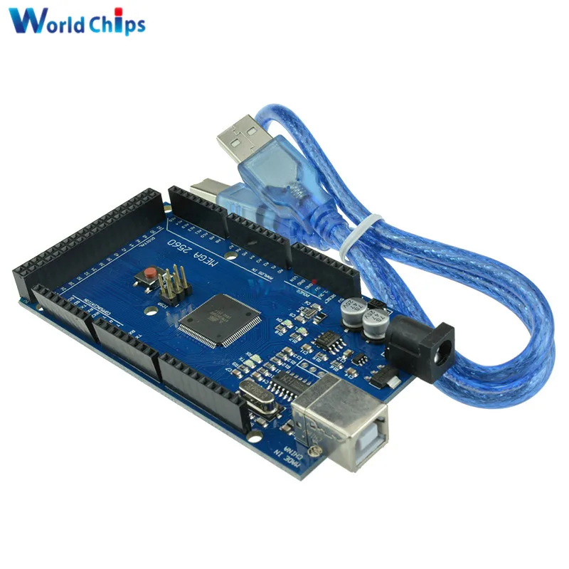 Один комплект MEGA 2560 R3 ATmega2560 AVR USB плата + W5100 кабель для Arduino MEGA2560 5V Заменить
