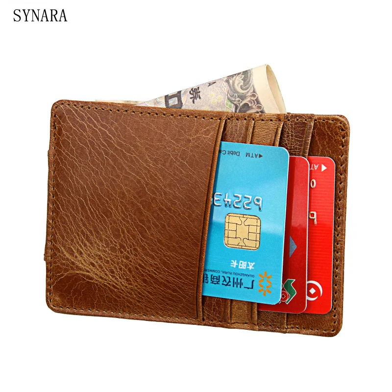 Мужской зажим для денег винтажный магнитный из натуральной кожи с карманом