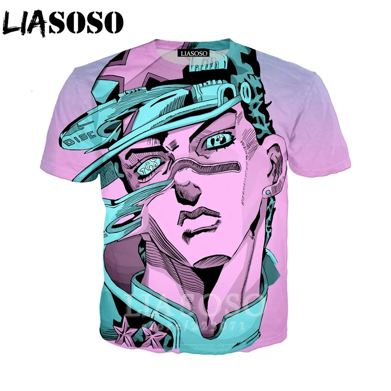 19 LIASOSO лето для мужчин женщин Kujo Jotaro Толстовка 3D принт аниме JoJo Необычные Приключения Футболка короткий рукав Топ пуловер B051-01 - Цвет: 19
