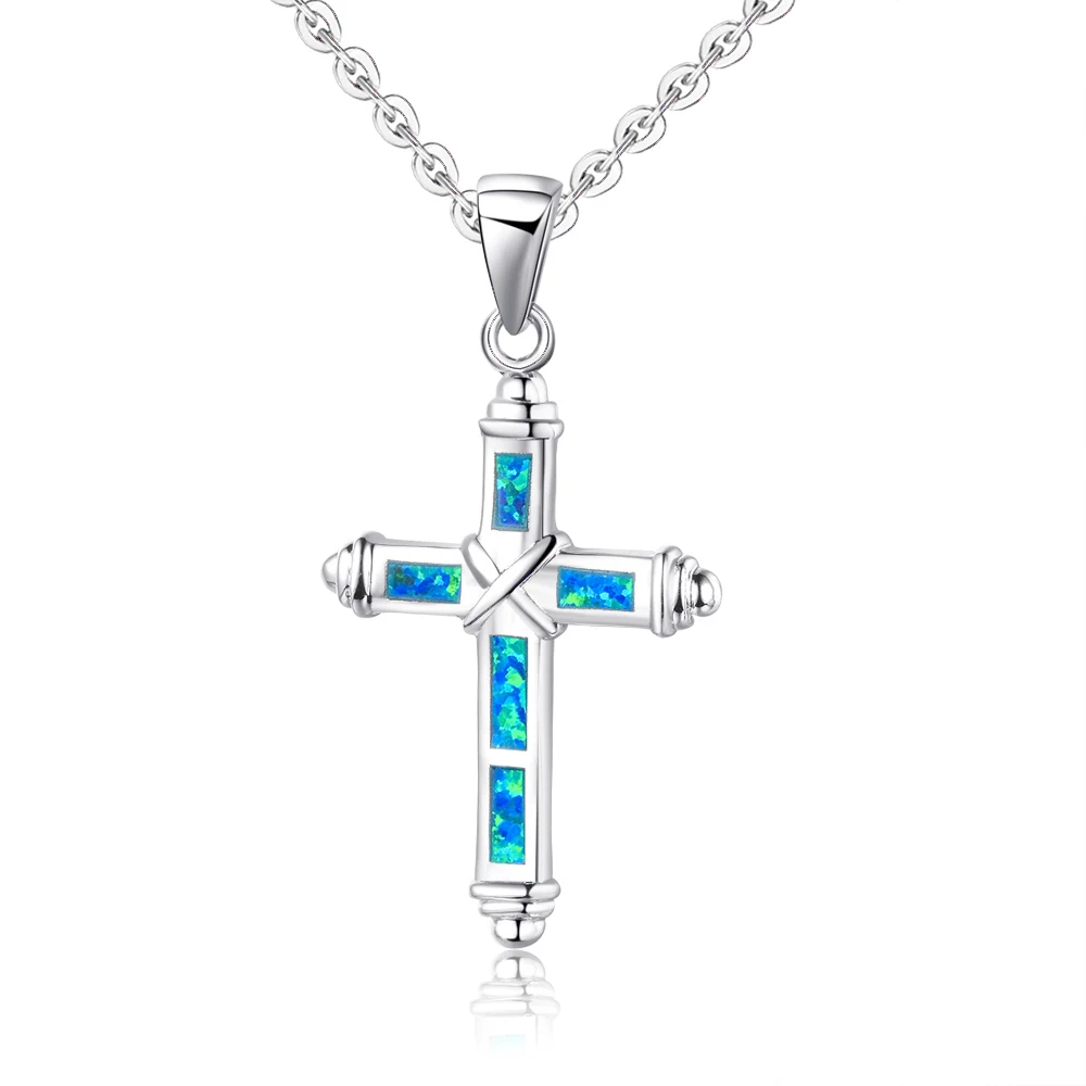 

New! Stunning Fashion Jewelry Cross Shape Blue fire Opal with Purple Quartz 925 Sterling silver Pendant for Woman Gift PP0006