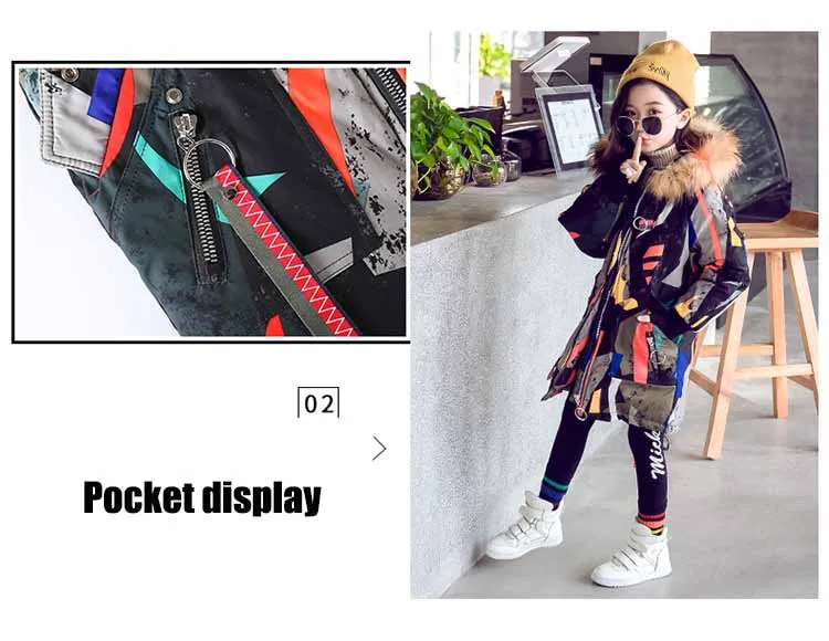 HSSCZL girl cotton jackets new winter thicken hooded children's clothing long coat outerwear overcoat kids fashion clothes