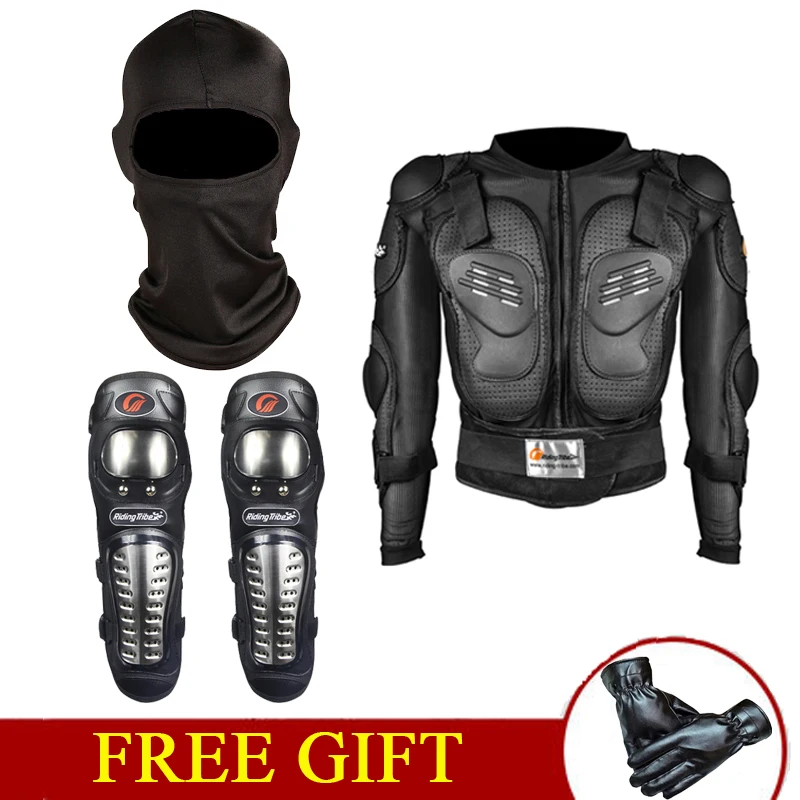 mask-jacket-pad Мотоциклетная броня, костюм для мотокросса, защитное снаряжение, мотоциклетная куртка+ маска+ мото наколенники+ очки+ перчатки, защита - Цвет: mask-jacket-pad