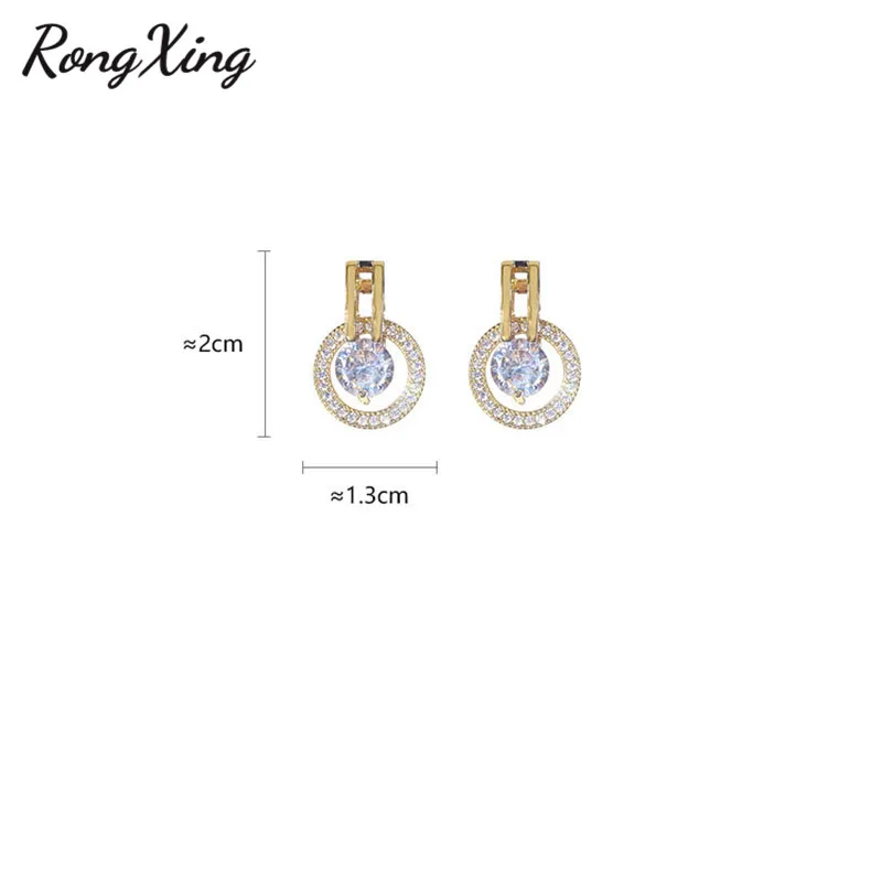 Изысканные круглые висячие серьги RongXing с кристаллами Стразы для женщин