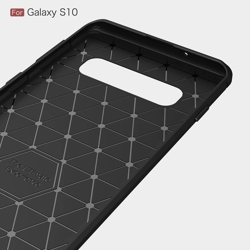 Чехол для Samsung Galaxy S10 из углеродного волокна противоударный мягкий ТПУ Матовый