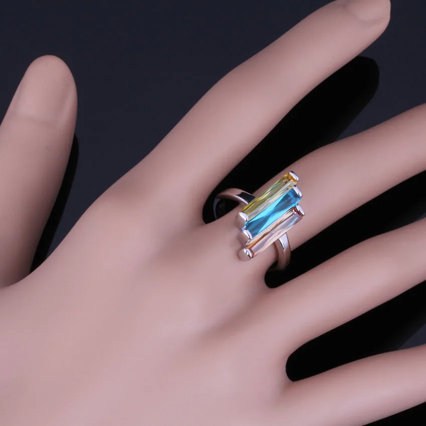 Блестящий прямоугольник Multigem многоцветный коричневый желтый Небесно-Голубой