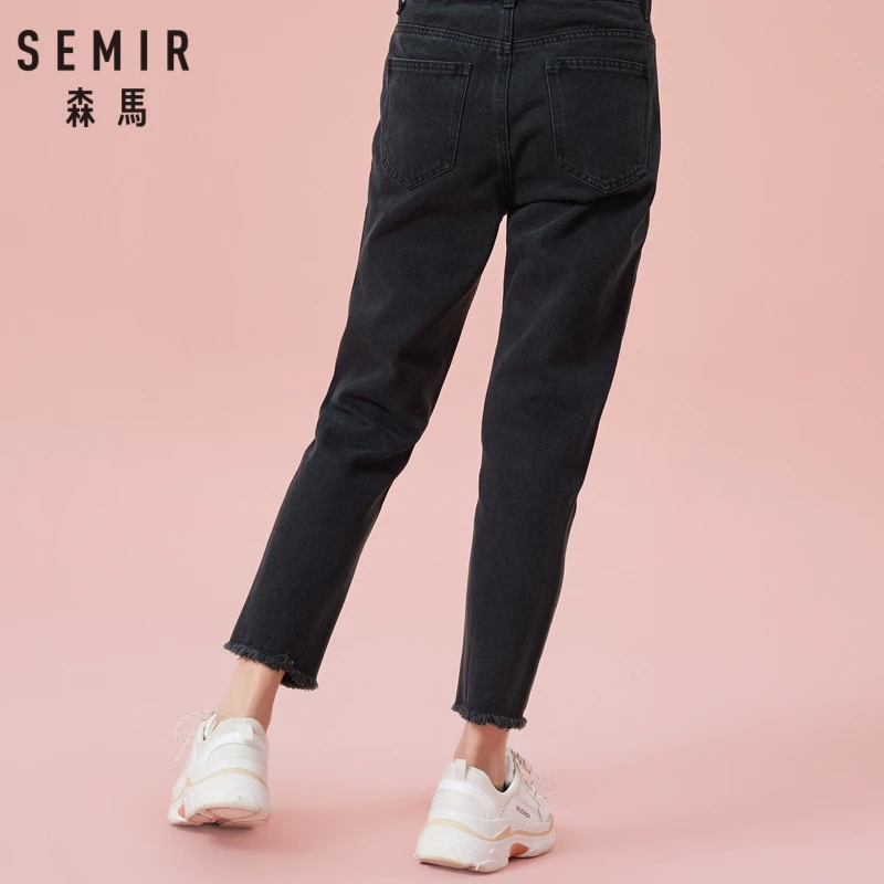 SEMIR/женские укороченные джинсы с необработанными краями по краям в ретро стиле