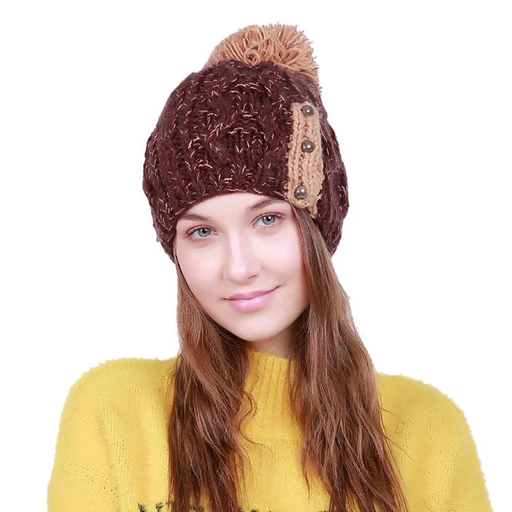 Шапка 2018 Новое поступление Женская Теплая Вязаная Шерстяная трикотажная Лыжная