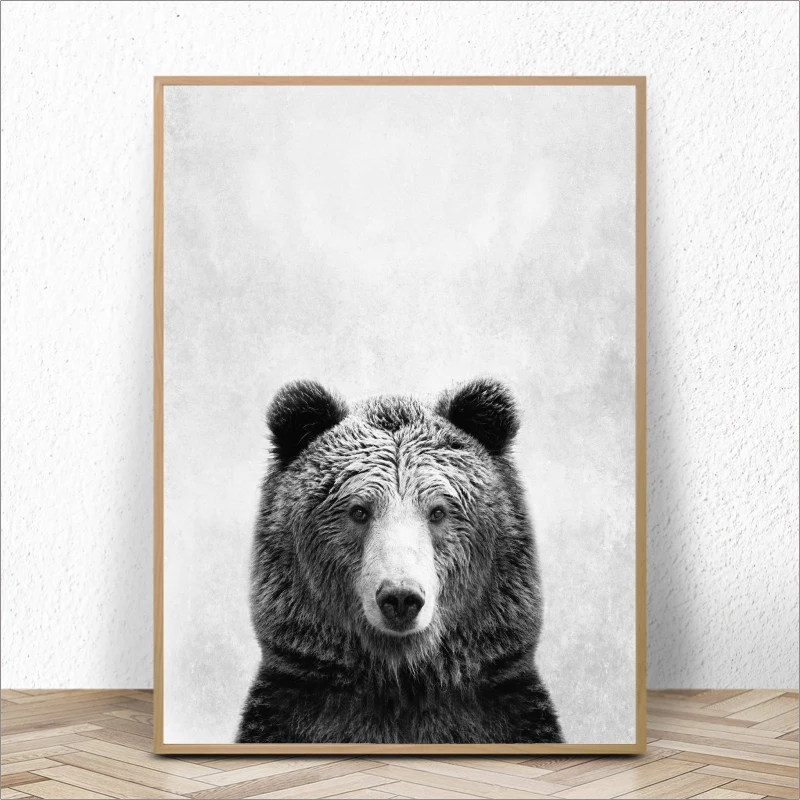Диких животных Wall Art Картина с изображением медведя вышивка ручная работа Черный
