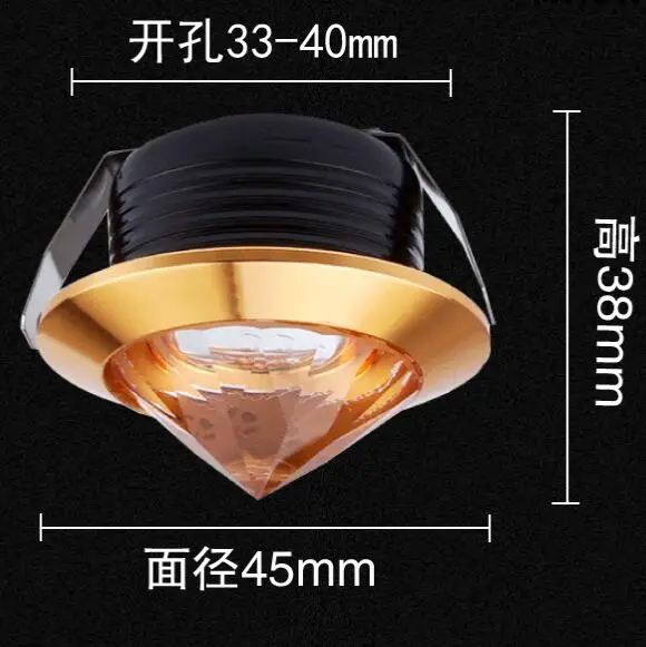 Crystal LED Mini Downlight 110-220V 1W 3W 45MM White Black Golden Silvery Indoor Living Room Bar Decoration Lamp | Лампы и освещение