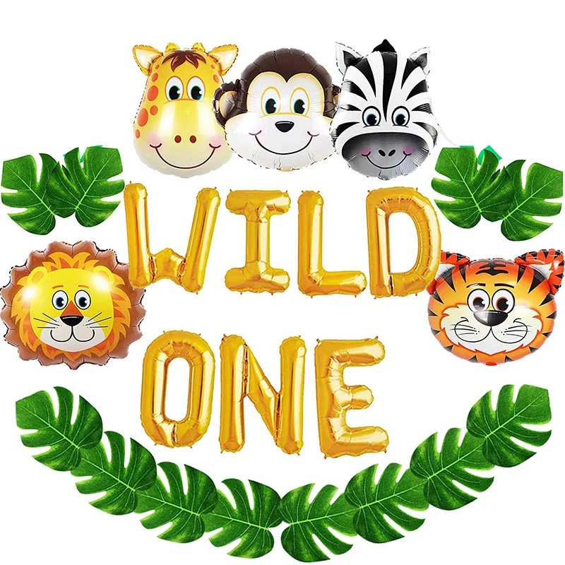 Тропические листья животные воздушный шар баннер джунгли сафари фотообои для