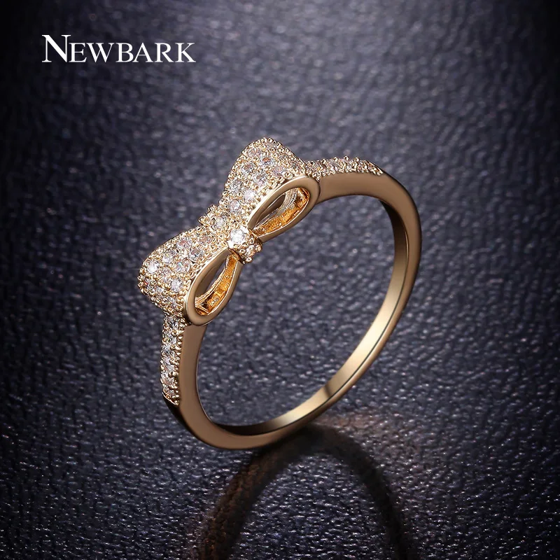 Newbark модные золотые Цвет бантом stackable Ring Micro Pave CZ Кристалл совместимость с