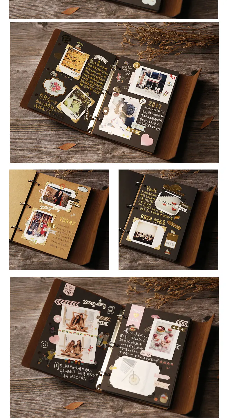 Винтажный кожаный Diy Фотоальбом Карманный Polaroid фото стикер держатель для детской книги воспоминания творческий день рождения подарок для девочки