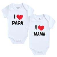 2pcslot newborn baby clothes short sleeve girl boy clothing i love papa mama design 100cotton rompers de bebe costumes white