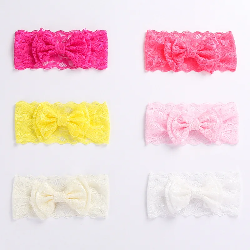 Baby Bowknot Headband Knitted Lace Children Girls elastic hair bands Turban for girl Headbands Summer bandeau bebe | Мать и ребенок