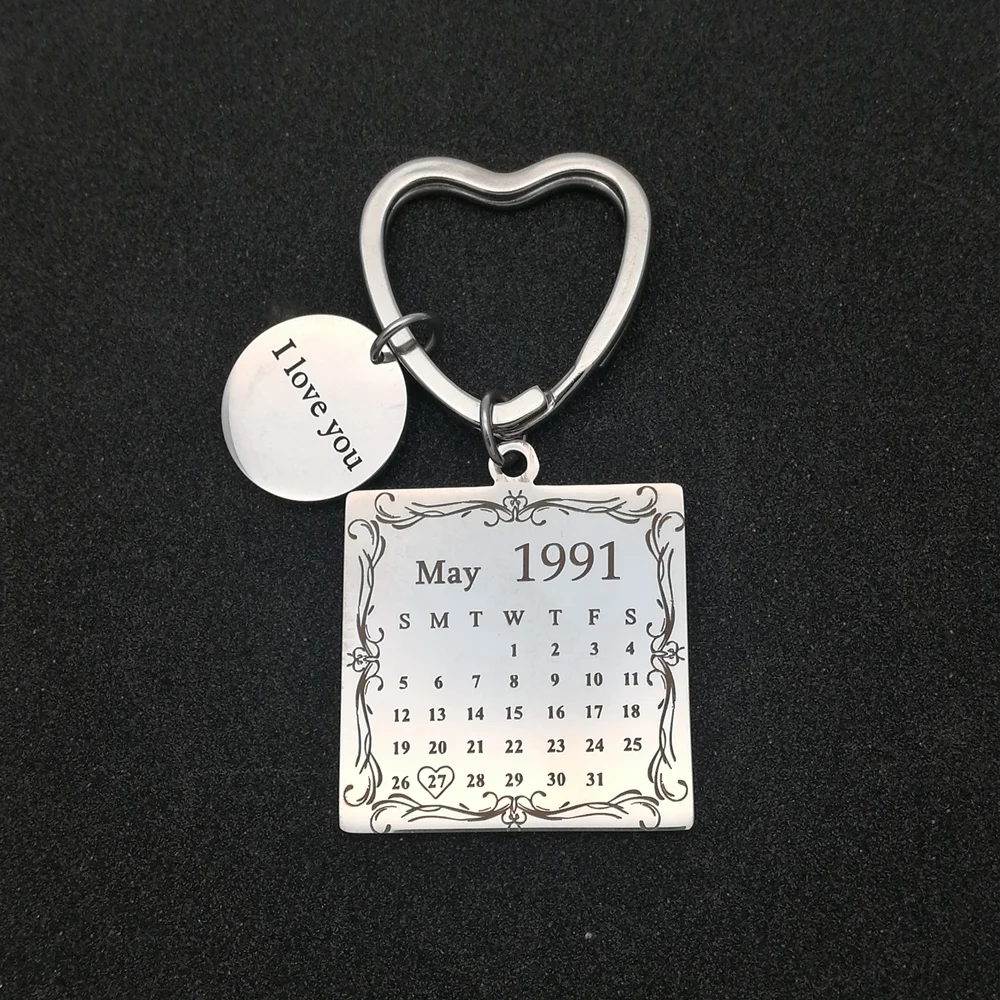 Персонализированный Календарь брелок подписка календарь Дата с сердцем