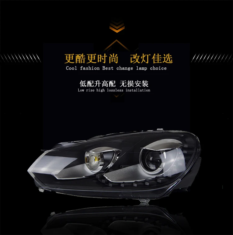 KOWELL автомобильный Стайлинг для 2009-2013 voor vw golf MK6 koplampen Авто Стайлинг для vw golf 6 DRL светодиодный tear ogen bi xenon объектив СВЕТОДИОДНЫЙ park