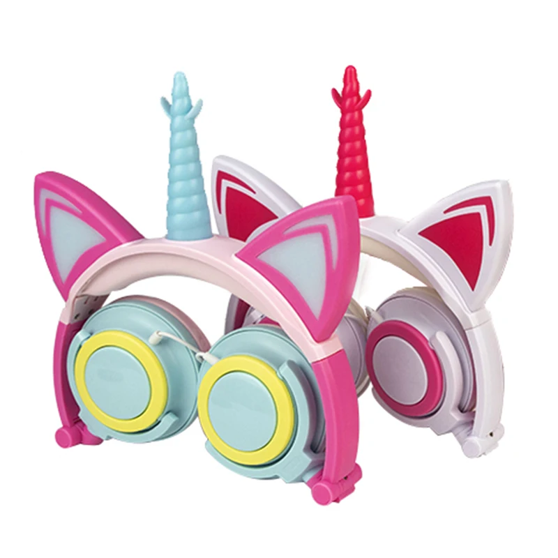 LIMSON Animal Ear мигающие Проводные детские наушники с единорогом для мобильного