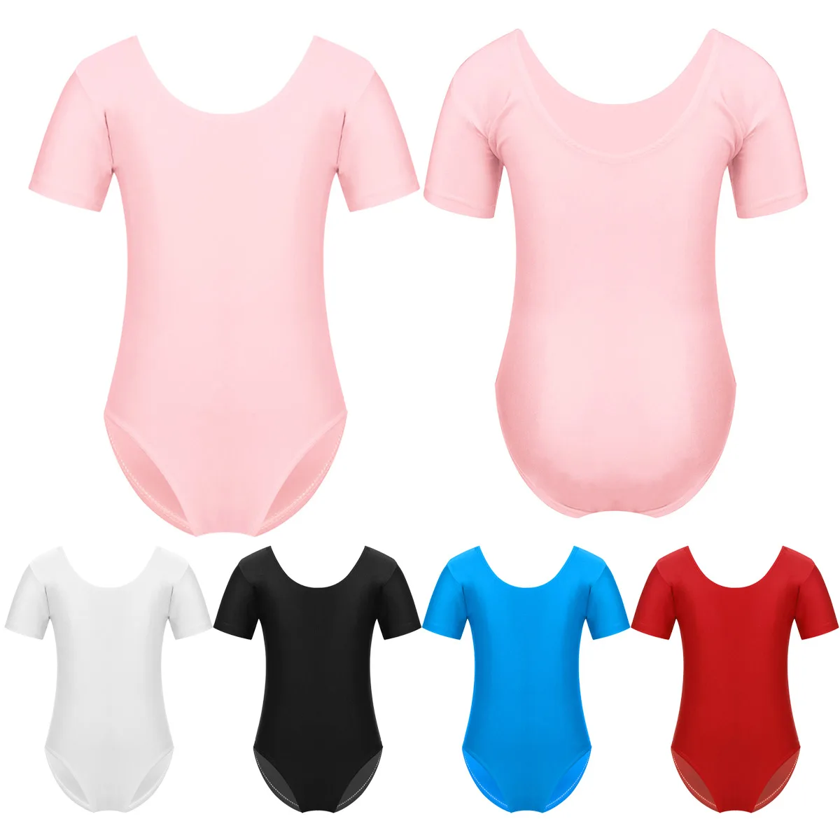 ChicTry Kids Basic Solid Color Ballet Leotard Sports Bodysuit Girls Short Sleeve Stretchy Gymnastics Children Dance Wear | Тематическая