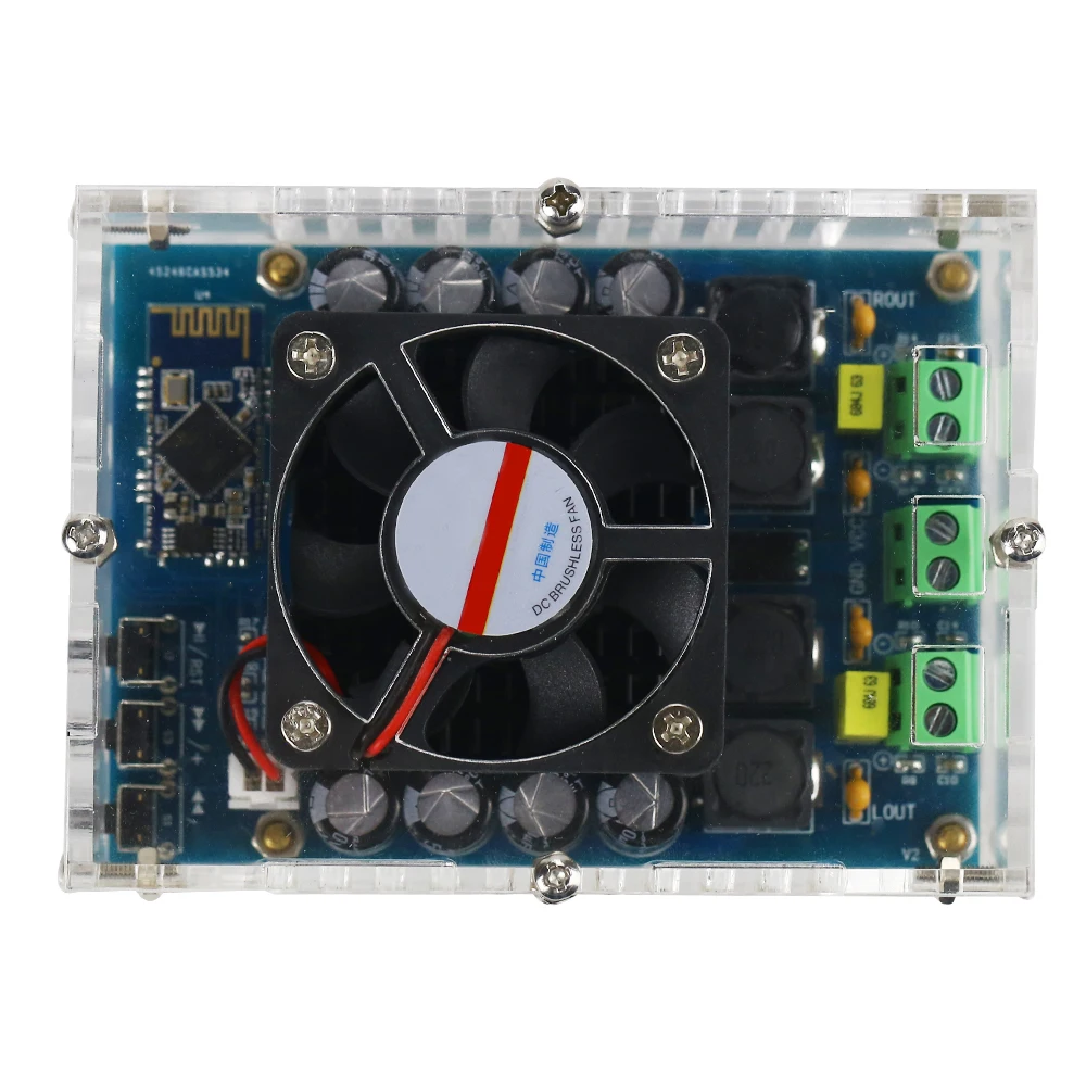 Ghxamp TDA7498 высоком Мощность цифровой Bluetooth усилитель доска Smart Fan 2*100 Вт с шасси