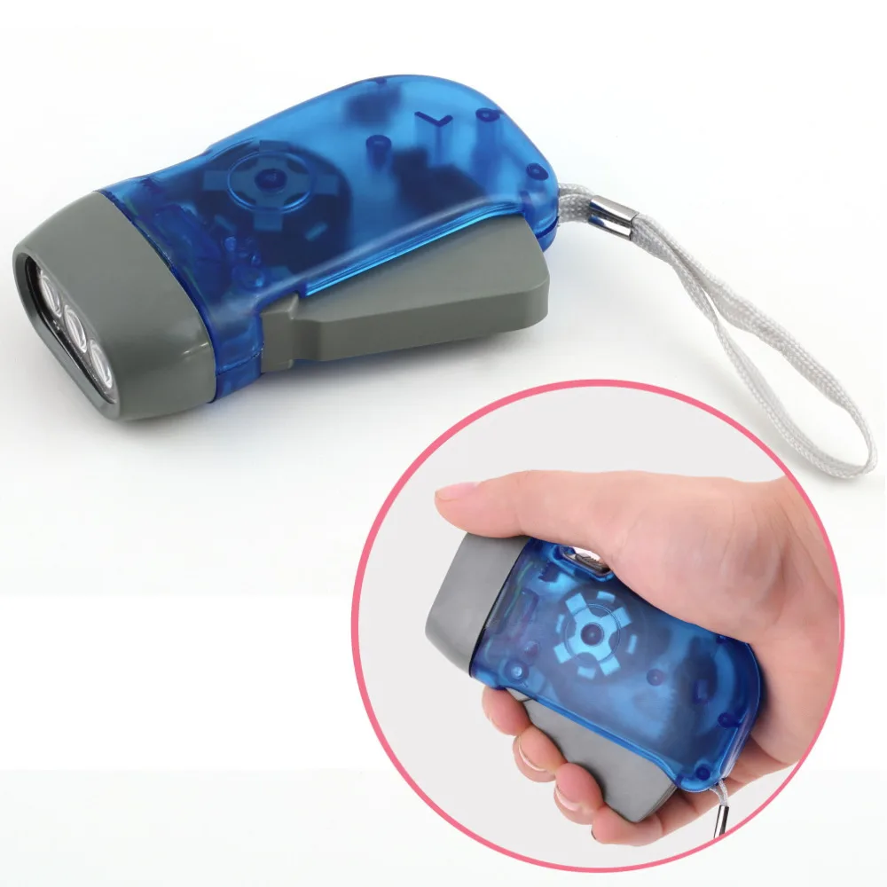 

3 LED Dynamo Wind Up Flashlight Hand-pressing Crank NR No Battery Torch Hot