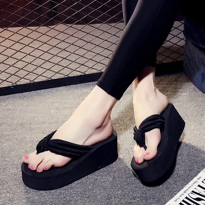 Женские сандалии на танкетке босоножки толстой подошве шлепанцы высоком каблуке