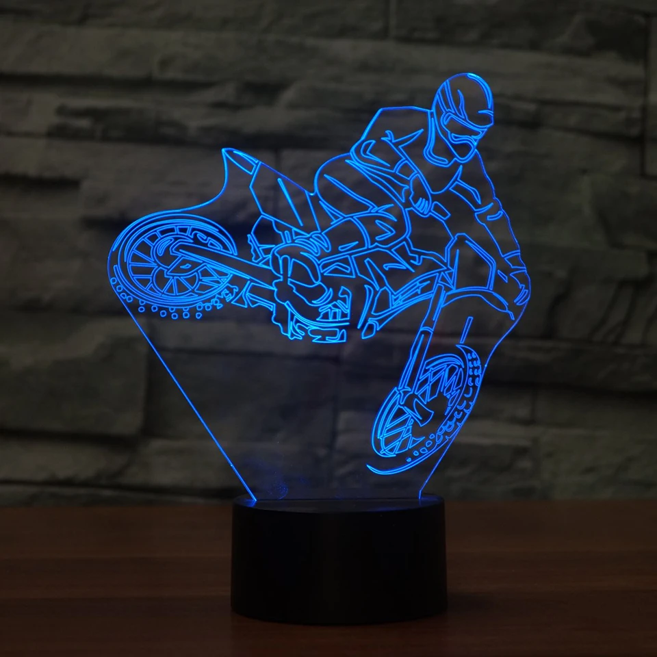 Светодиодный 3d светильник для езды на мотоцикле Ночной креативная настольная