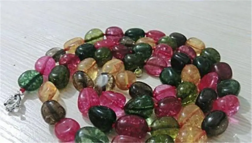 Скидка 30% на Оптовые цены! 10x16 мм многоцветный Нерегулярные ожерелье из турмалина