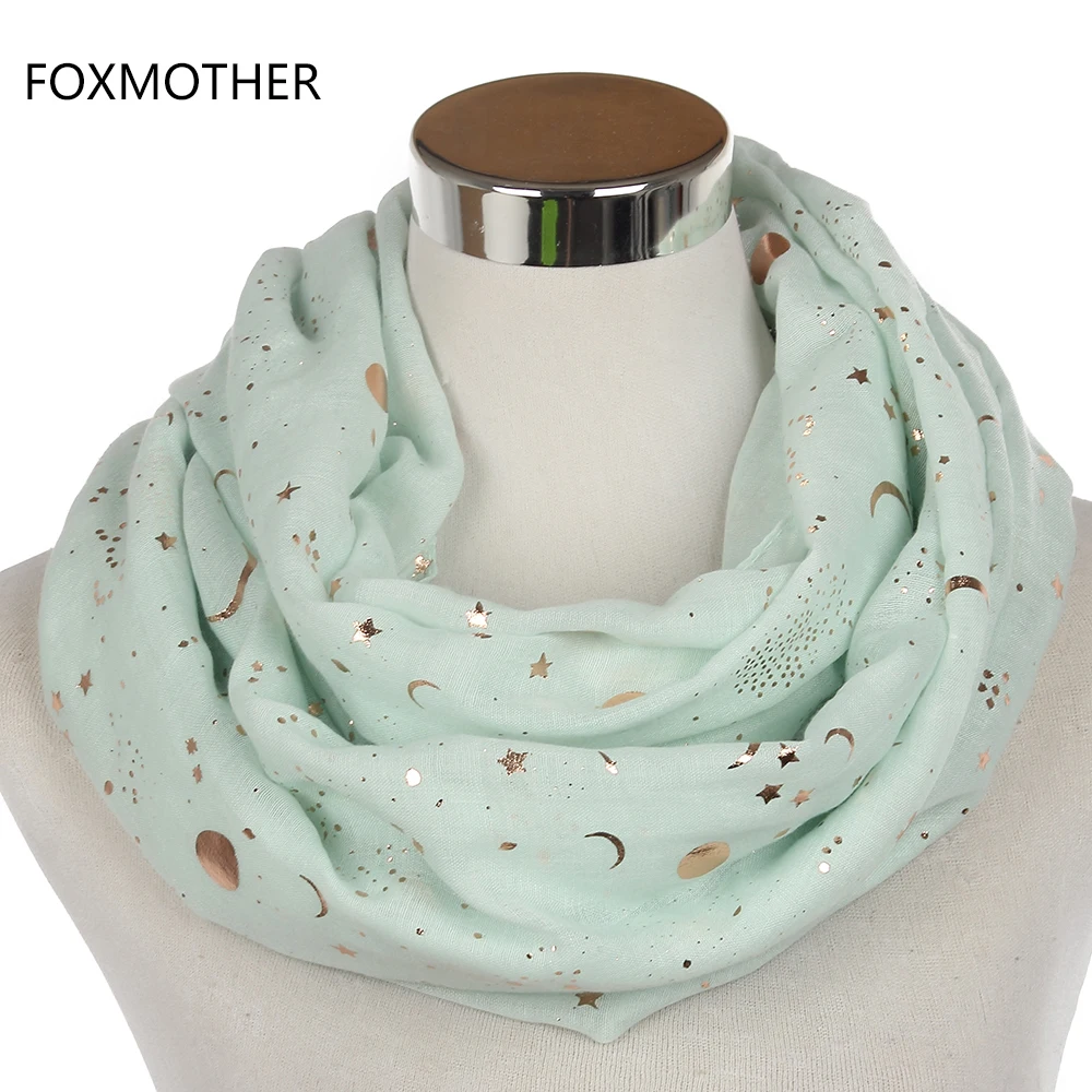 Женский шарф кольцо FOXMOTHER бежевый или розовый платок с блестящим металлическим