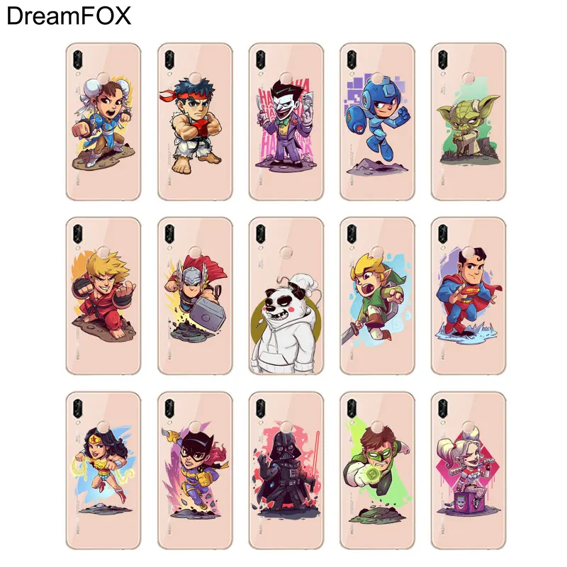 DREAMFOX L021 Cute Cartoon Characters Soft TPU Silicone Case Cover For Huawei Honor 6A 6C 7X 9 10 P20 P30 Lite Pro P Smart 2019 |