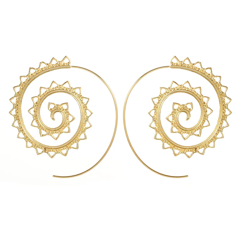 2018 модные Мода серьги Личность Круглый Спиральные преувеличены джакузи Шестерни