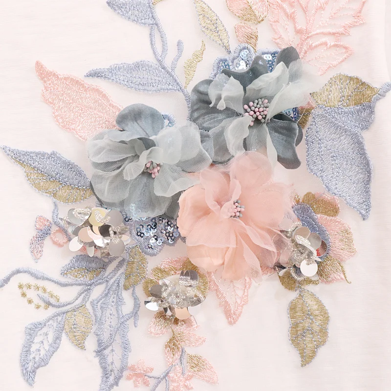 Casual T shirts cotton Women Summer top 2019 Embroidery Sequin Flower Short sleeve Tees Wild Fashion Ladies Tshirts Tops | Женская