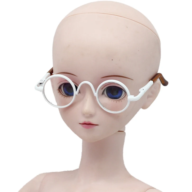 Белый BJD 6,5 см круглые очки 1/3 60 см BJD MSD куклы Солнцезащитные очки - Цвет: Белый