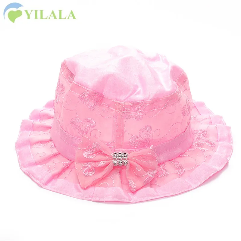 Милая шляпа с бантом для маленьких девочек Панама летняя солнцезащитная Кепка