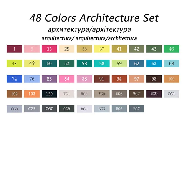48 Architecture set TOUCHNEW 80 цветов Эскиз Маркер двуглавый алкоголь жирный знак студентов Дизайн Ручная роспись искусство маркер школьные принадлежности - Цвет: 48 Architecture set