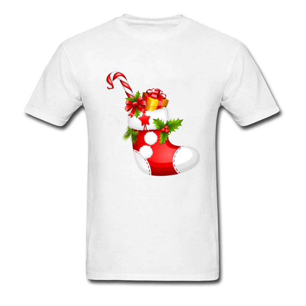 Новые рождественские чулки с принтом Топы И Футболки для взрослых коротким