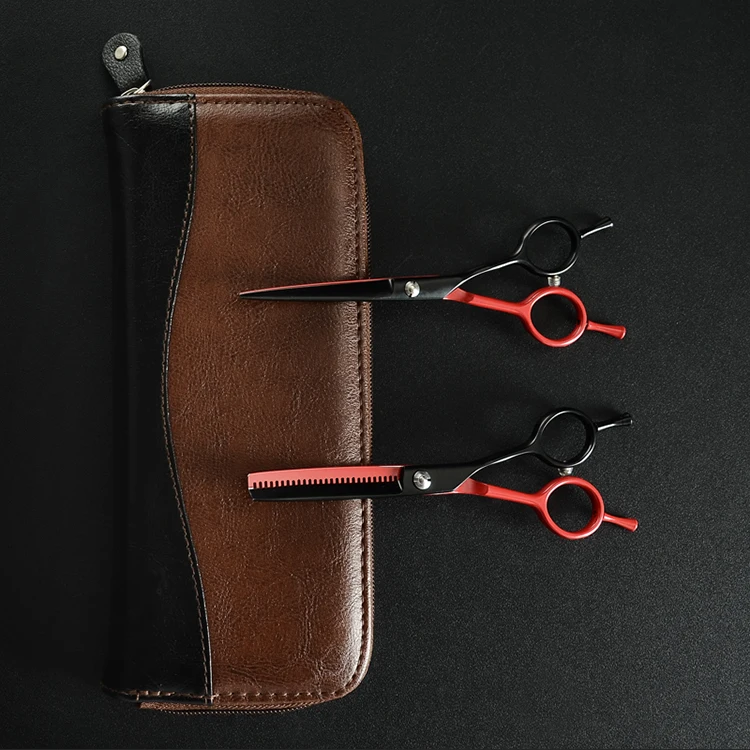 5.5in Left Hand Hair Scissors Double-tail Hairdressing Scissors Hair Salon Cutting Thinning Styling Tools Hairdressers Gift Case