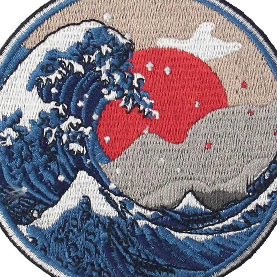 Нашивки Embird вышитая нашивка для одежды большая ручной работы в стиле Great Wave off