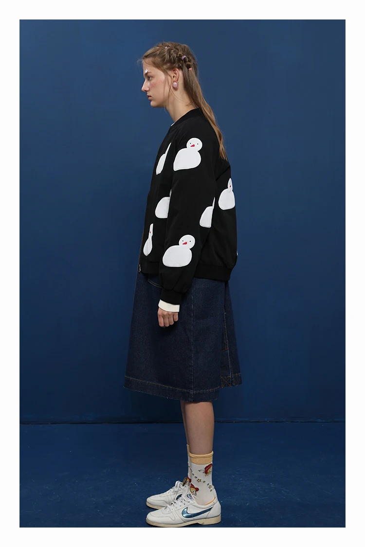 Женская куртка топы осень 2017 новинка милый снеговик женская черная верхняя