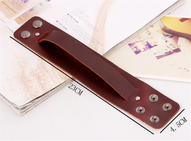 JINSE 2017 Fashion Genuine Men Leather Bracelets Brand Punk Wide Cuff &amp Bangle For Jewelry Accessory HQ081 | Украшения и