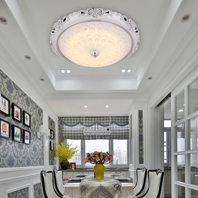 $43.42 European Modern Glass LED Ceiling Light 15W/24W 110V/220V Gold/Silver Ceiling Lamp For Aisle Porch Apartment Study Home Decor